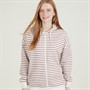 Onfire Womens Zip Through Striped Hoodie Off White/Rust