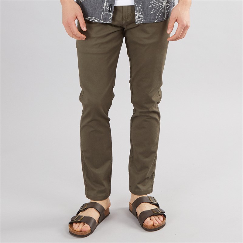 Mens Slim Fit Chino Trousers Khaki - Size 30/32