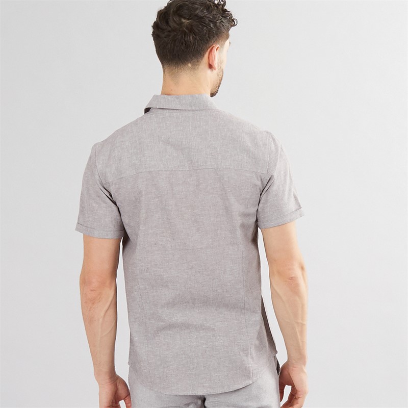 Onfire Mens Linen Shirt Light Grey