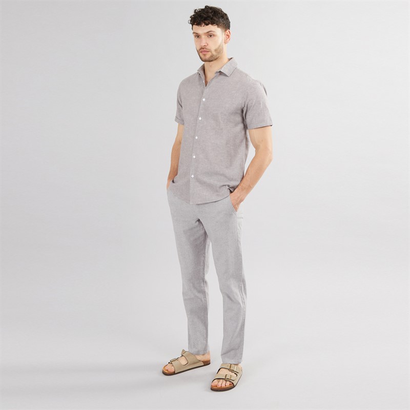 Onfire Mens Linen Shirt Light Grey