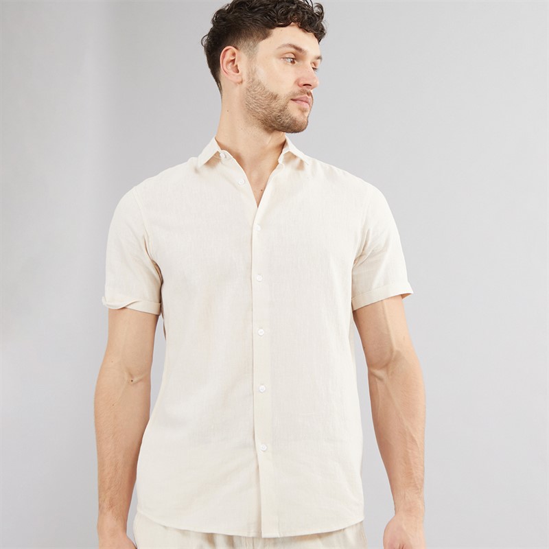 Onfire Mens Linen Shirt Stone