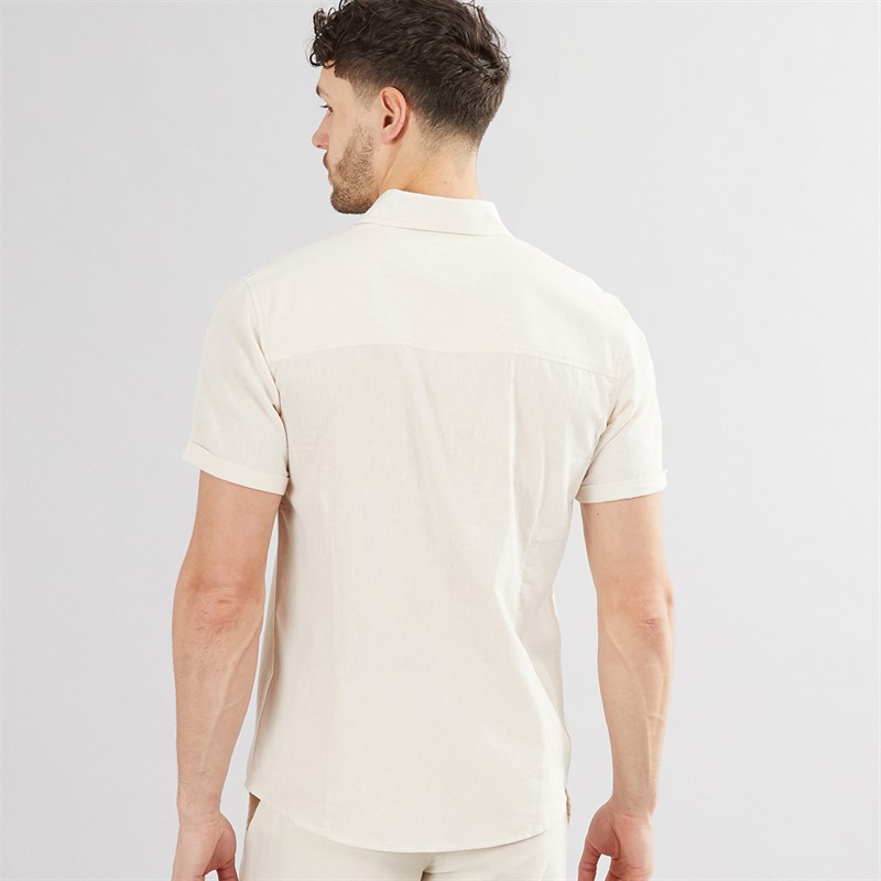 Onfire Mens Linen Shirt Stone