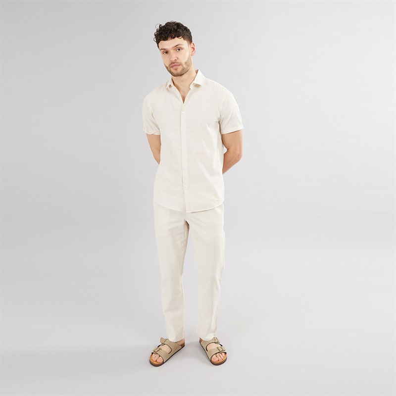 Onfire Mens Linen Shirt Stone