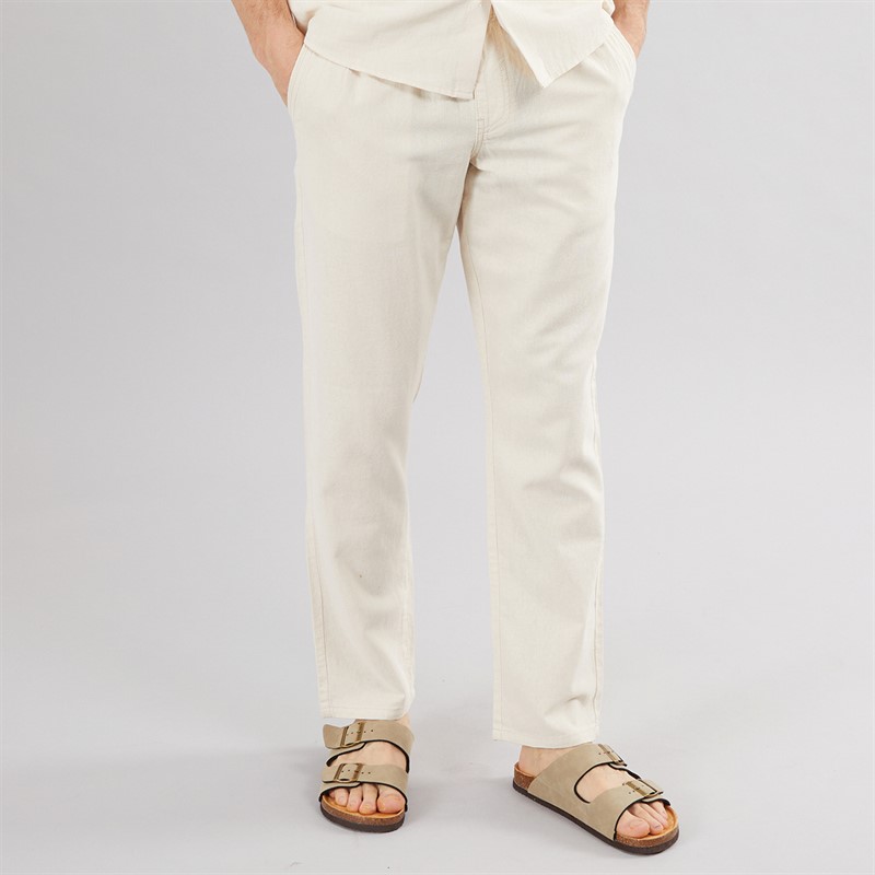 Mens Linen Trousers Stone - Size XXL