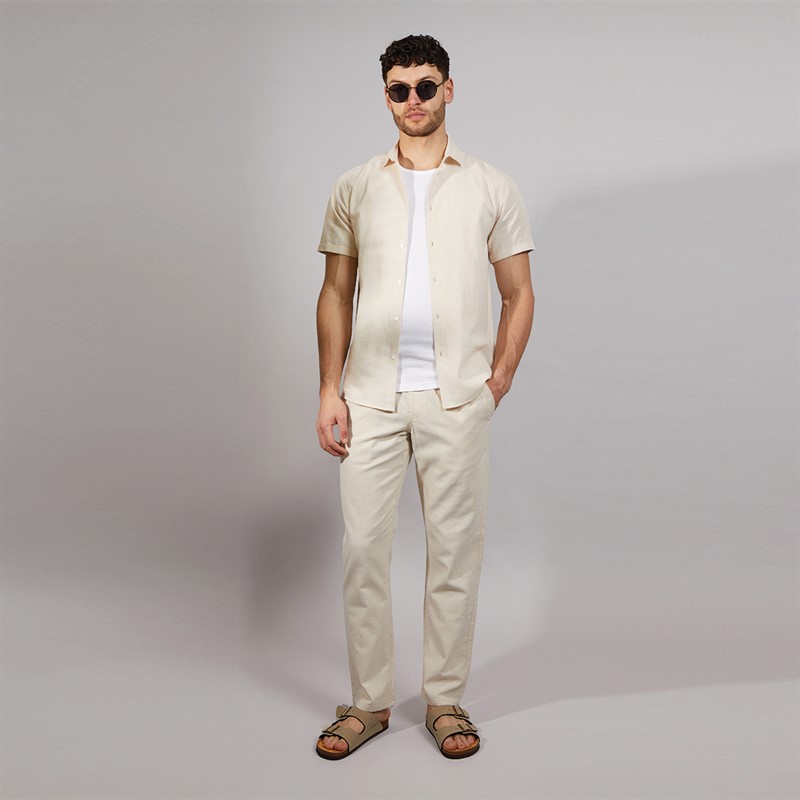 Onfire Mens Linen Trousers Stone