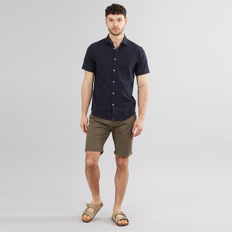 Onfire Mens Linen Shirt Navy