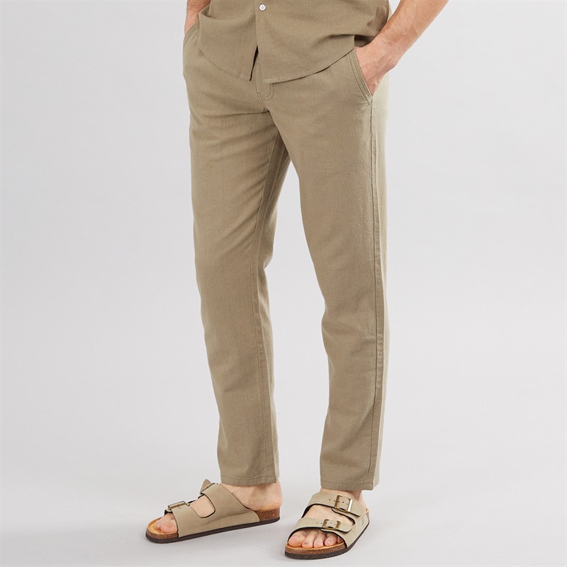 Onfire Mens Linen Trousers Khaki