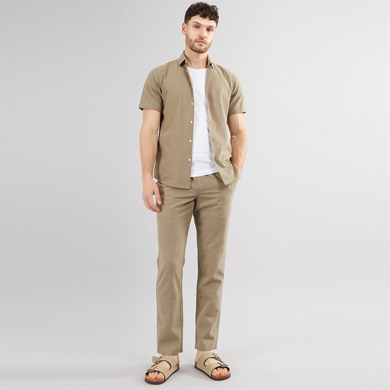 Onfire Mens Linen Trousers Khaki