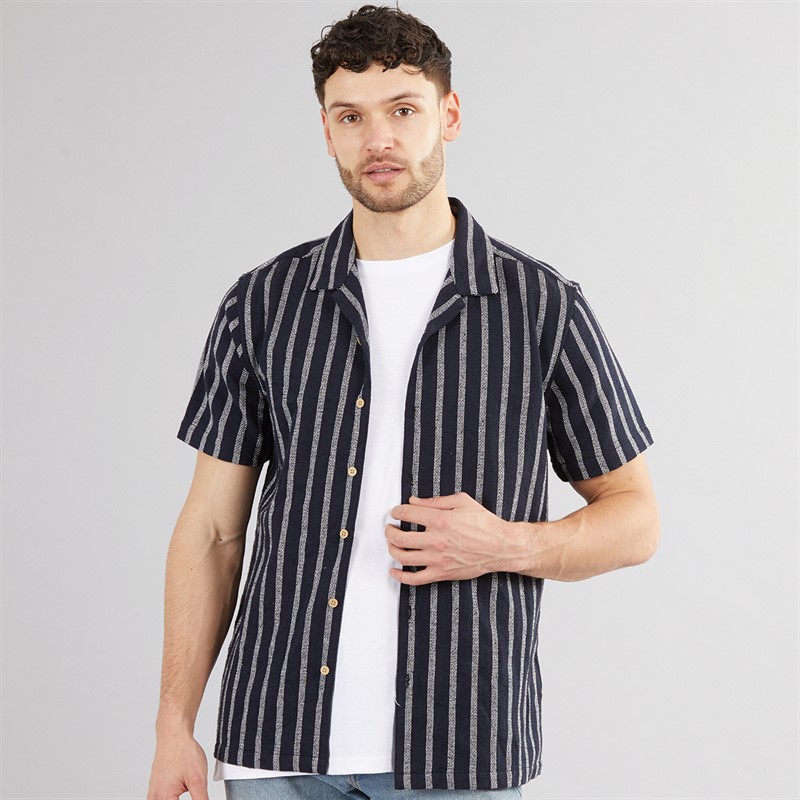 Mens Striped Shirt Navy - Size XL