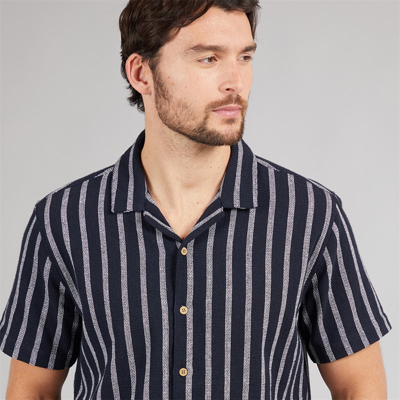 Onfire Mens Striped Shirt Navy