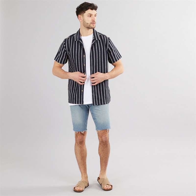 Onfire Mens Striped Shirt Navy
