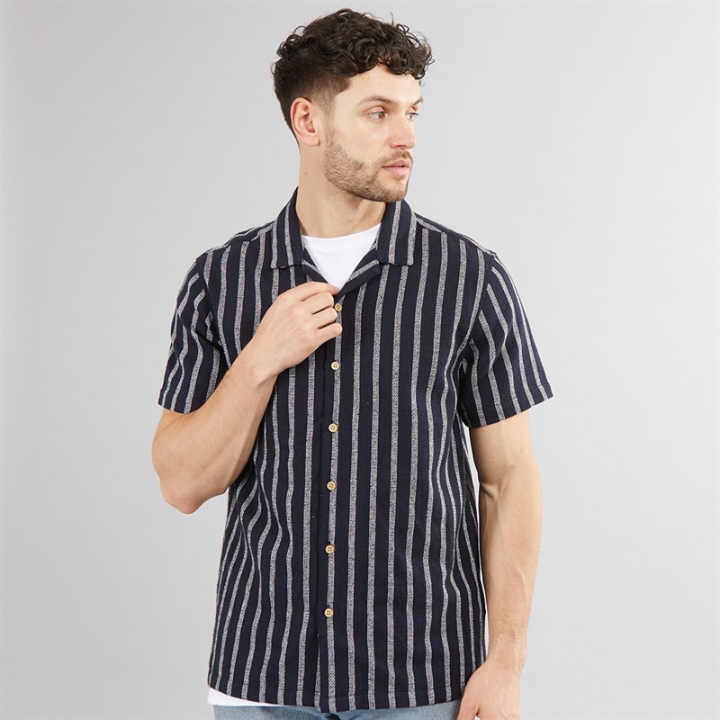 Onfire Mens Striped Shirt Navy