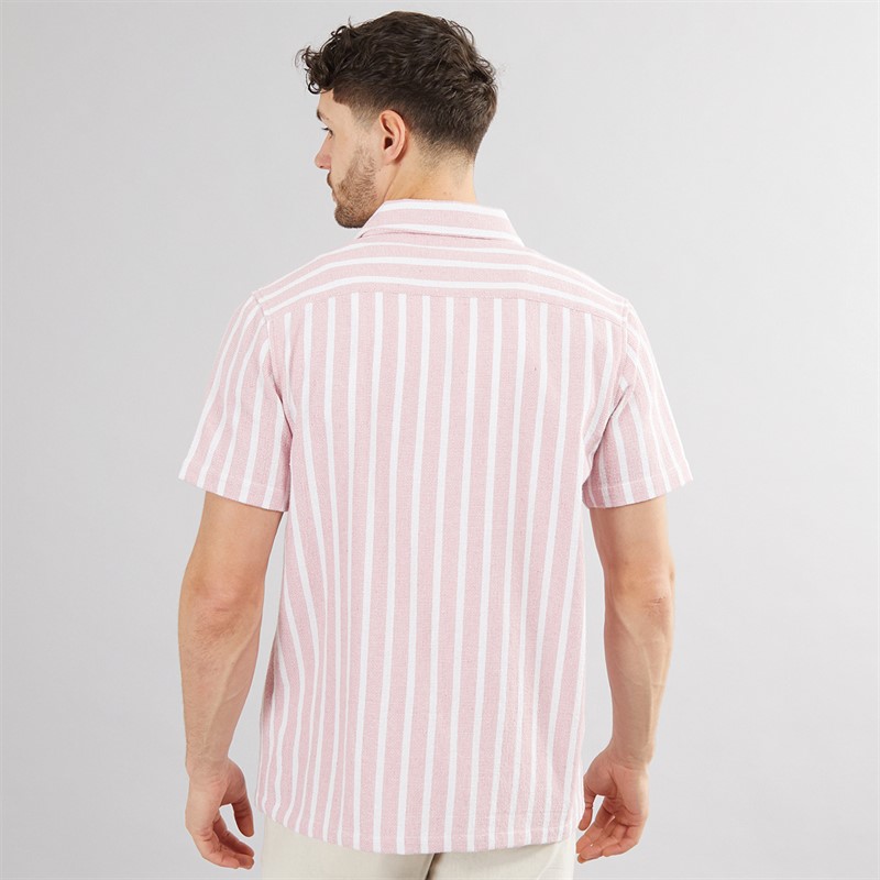 Onfire Mens Striped Shirt Peach/White