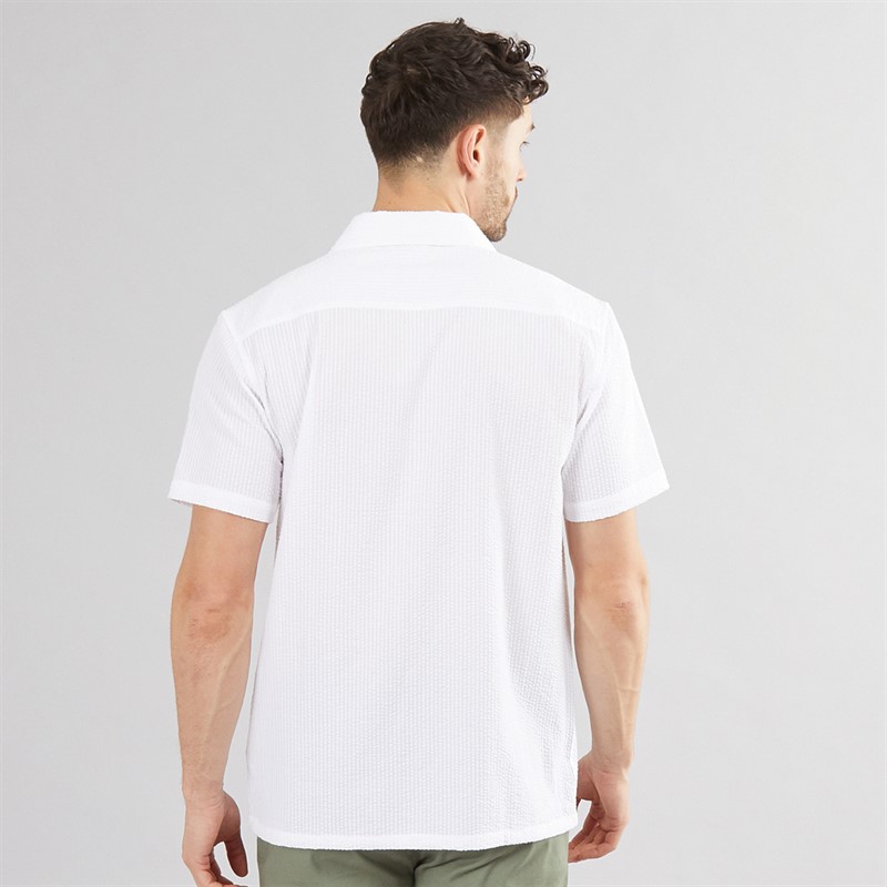 Onfire Mens Seersucker Revere Collar Shirt White