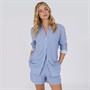 Onfire Womens Striped Shirt And Shorts Set Blue/White