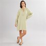 Onfire Womens Cheesecloth Tie Neck Tunic Dress Khaki