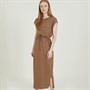 Onfire Womens Tie Waist Maxi Dress Mocha
