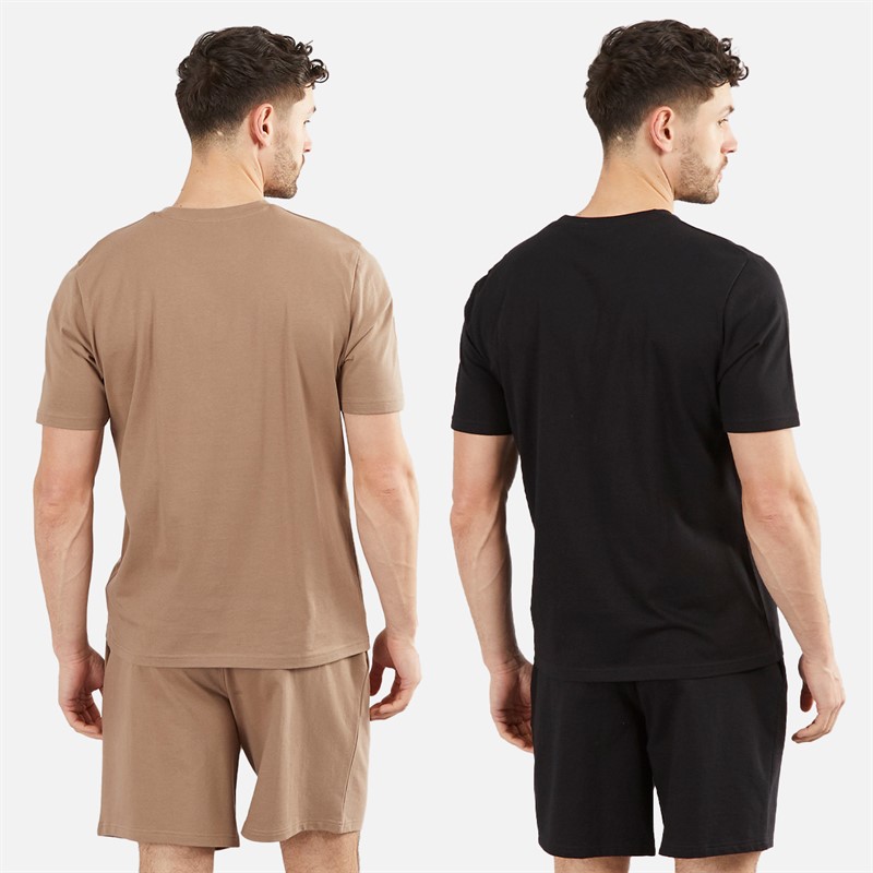 Onfire Mens Two Pack T-Shirts And Shorts Co-Ords Black/Brown