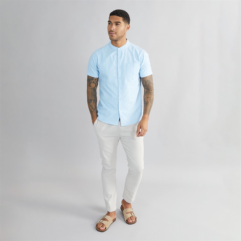 Onfire Mens Dobby Collarless Shirt Light Blue