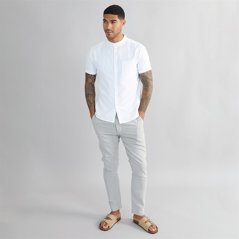 Onfire Mens Dobby Collarless Shirt White