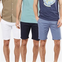 Onfire Mens Three Pack Chino Shorts White/Navy/Pale Blue