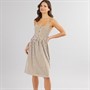 Onfire Womens Strappy Midi Striped Dress Khaki/Winter White