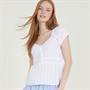 Onfire Womens Button Down V-Neck Woven Top White