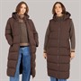 Onfire Womens 2-In-1 Longline Hooded Coat With Detachable Sleeves Dark Chocolate