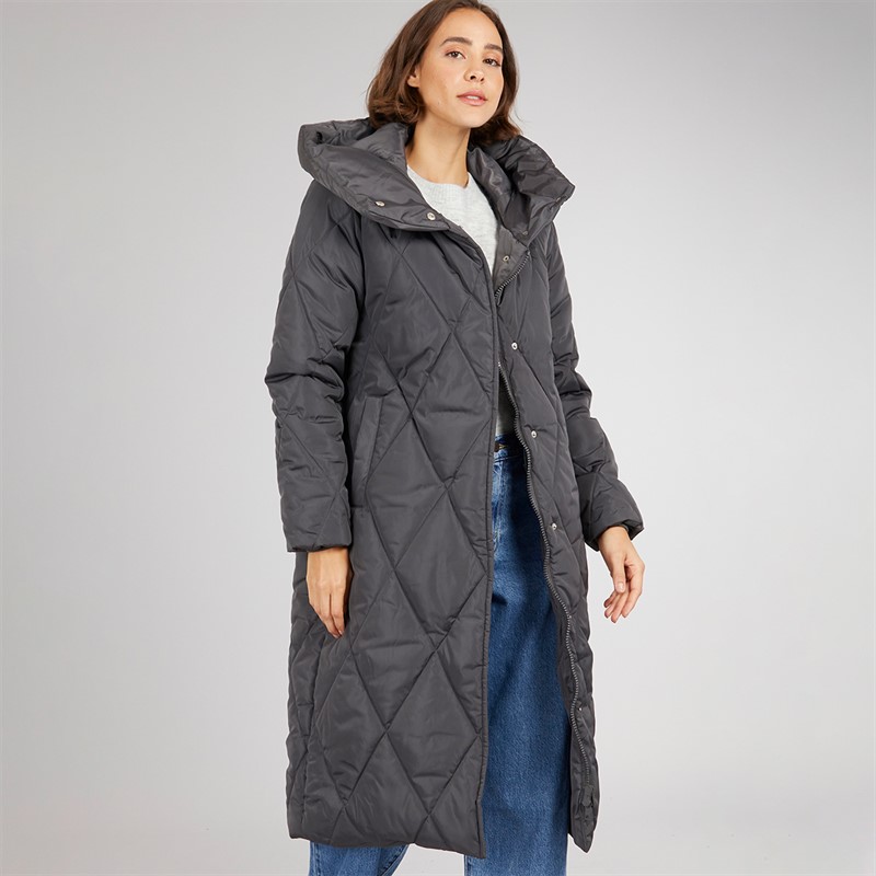 Womens Diamond Shawl Hood Jacket Charcoal - Size 10