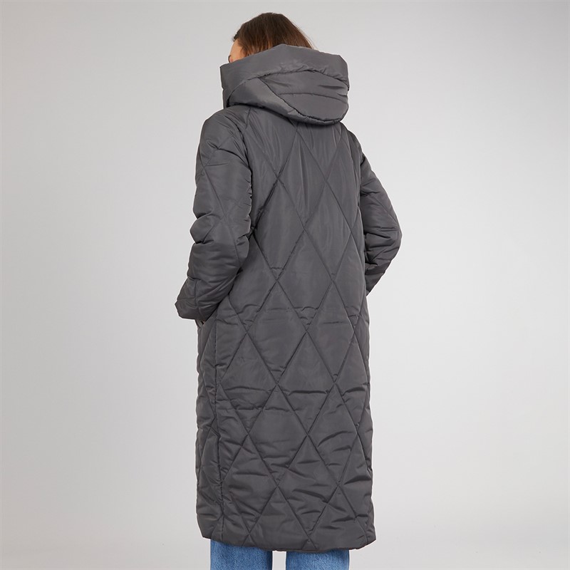 Onfire Womens Diamond Shawl Hood Coat Charcoal