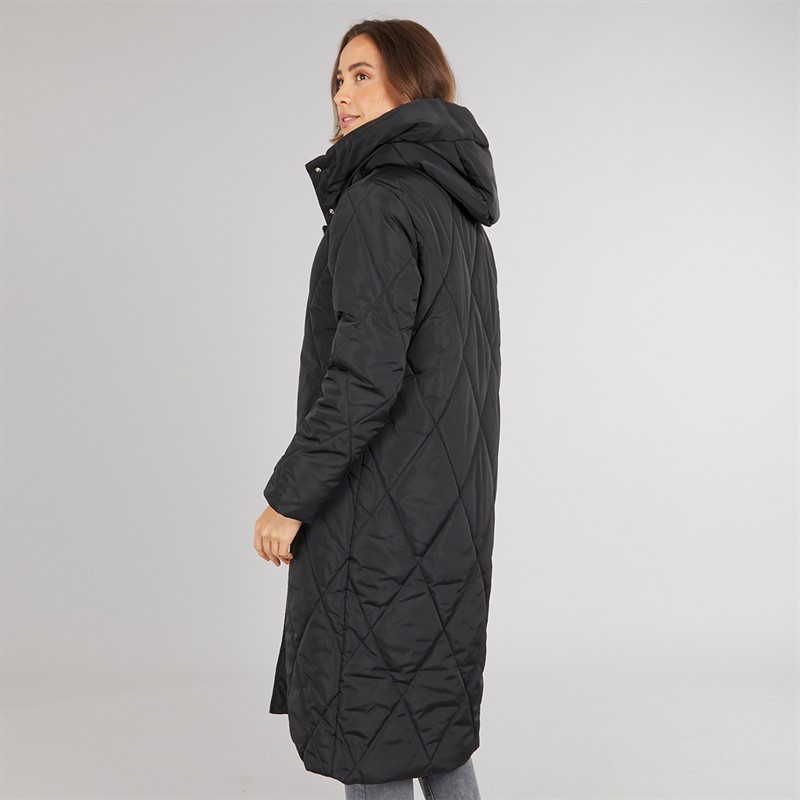 Onfire Womens Diamond Shawl Hood Coat Black