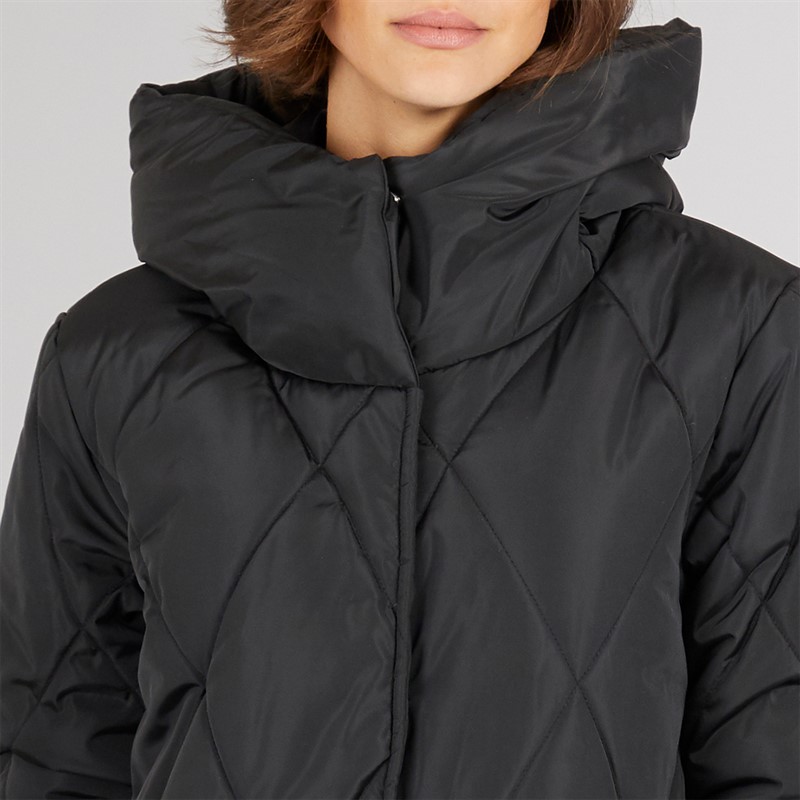 Onfire Womens Diamond Shawl Hood Coat Black