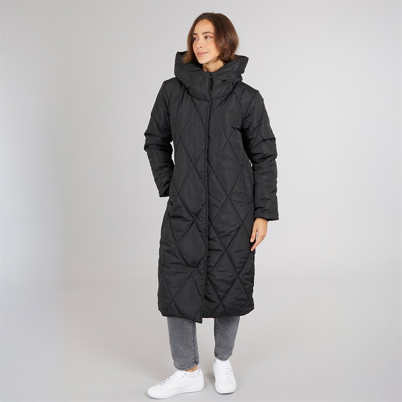 Onfire Womens Diamond Shawl Hood Coat Black