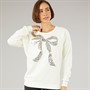 Onfire Womens Sequin Bow Sweatshirt Ecru