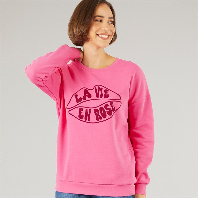 Onfire Womens Lips Sweatshirt Pink