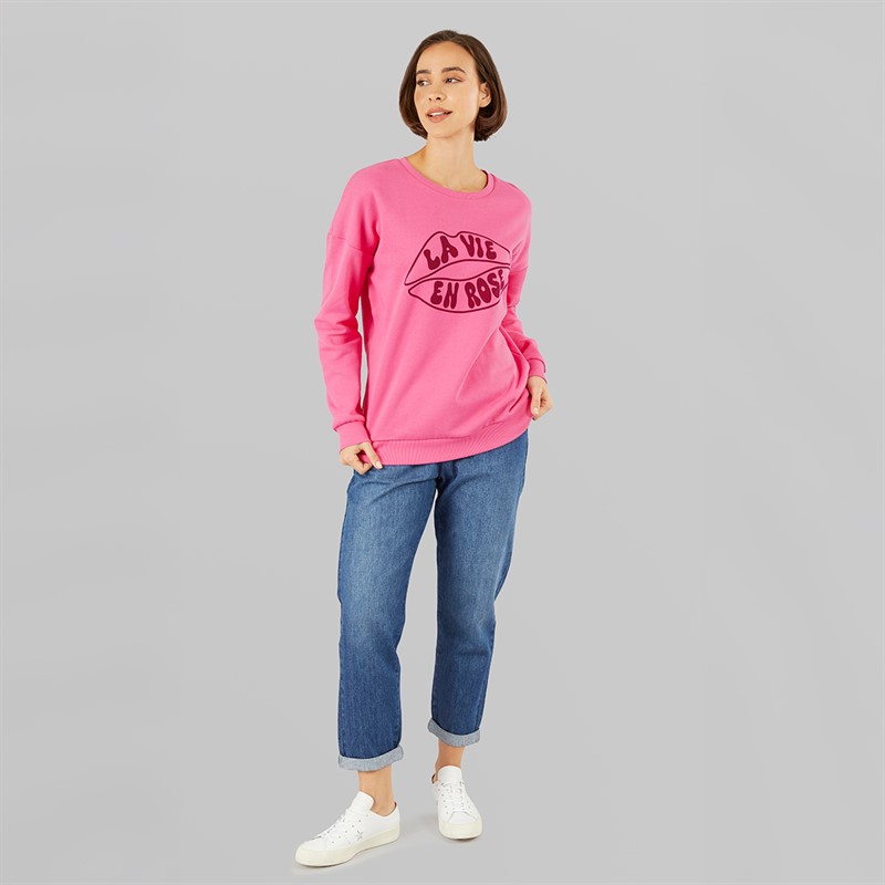 Onfire Womens Lips Sweatshirt Pink