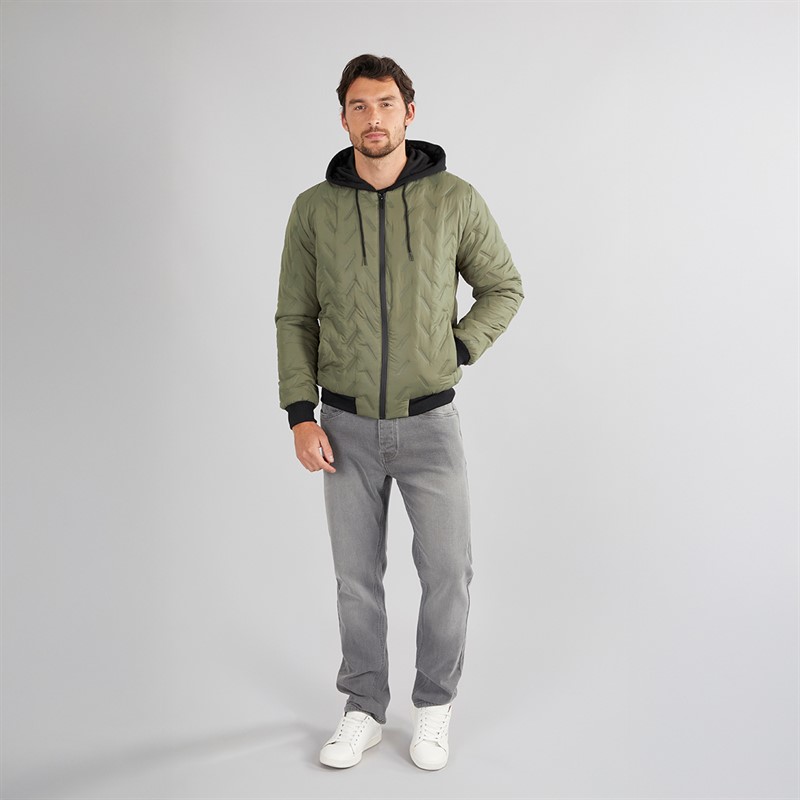Onfire Mens Hooded Bomber Jacket Khaki