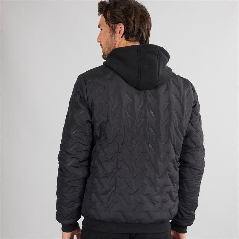 Onfire Mens Hooded Bomber Jacket Black