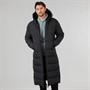 Onfire Mens Maxi Length Hooded Puffer Coat With Faux Fur Hood Black