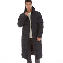 Onfire Mens Maxi Length Hooded Puffer With Faux Fur Hood Black
