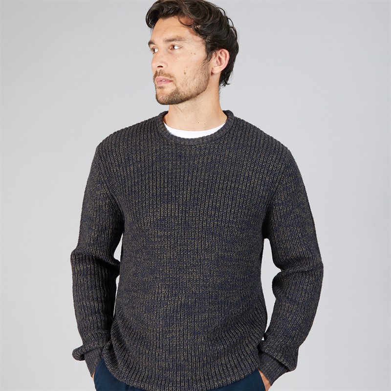 Onfire Mens Crew Neck Sweater Dark Green Twist