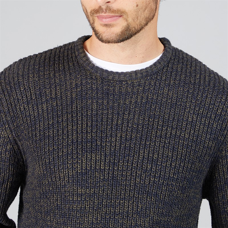 Onfire Mens Crew Neck Sweater Dark Green Twist