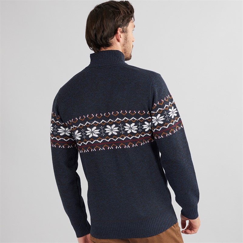 Onfire Mens Fairisle 1/4 Zip Sweater Black Multi