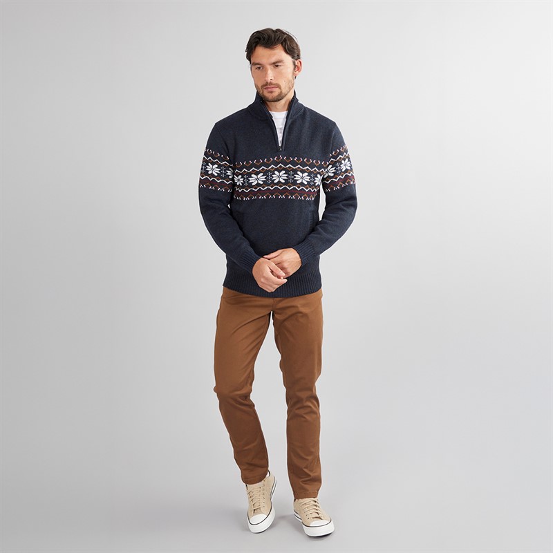 Onfire Mens Fairisle 1/4 Zip Sweater Black Multi