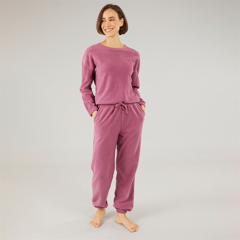 Onfire Womens Microfleece Lounge Set Plum