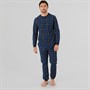 Onfire Mens Checked Long Sleeved Pyjama Set Navy/White