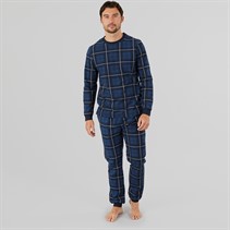 Onfire Mens Checked Long Sleeved Pyjama Set Navy/White