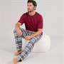 Onfire Mens T-Shirt And Woven Pants Pyjama Set undy Navy/Burg