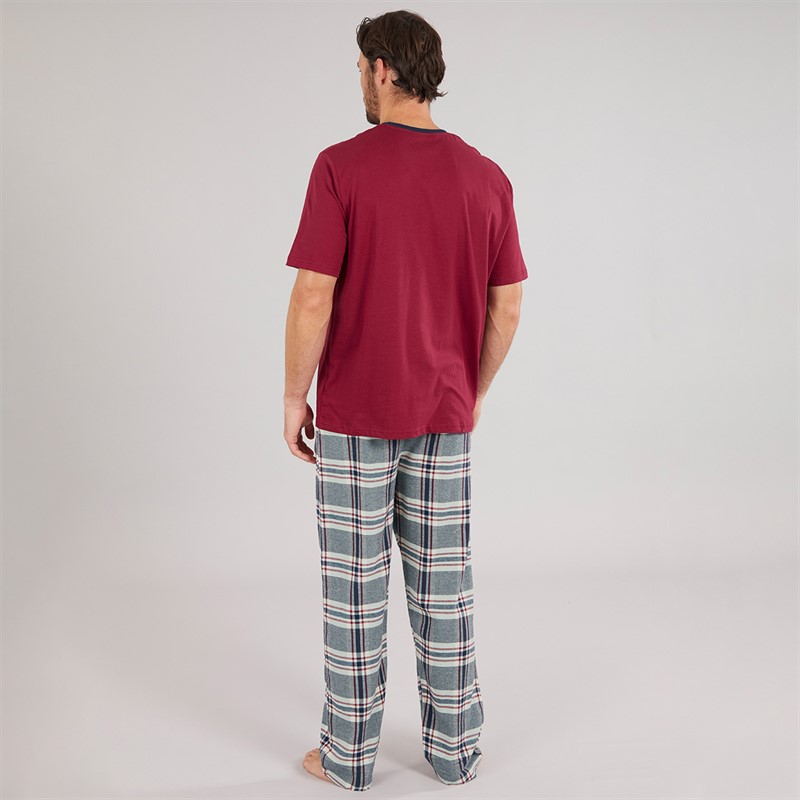 Onfire Mens T-Shirt And Woven Pants Pyjama Set undy Navy/Burg