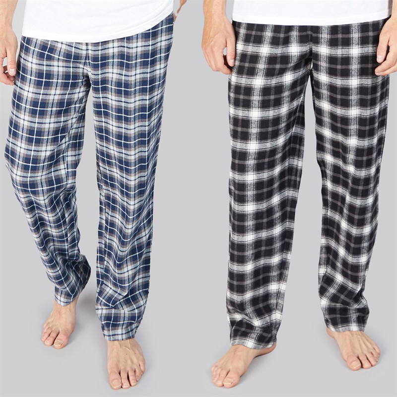 Onfire Mens Two Pack Woven Check Pyjama Pants Navy/Grey